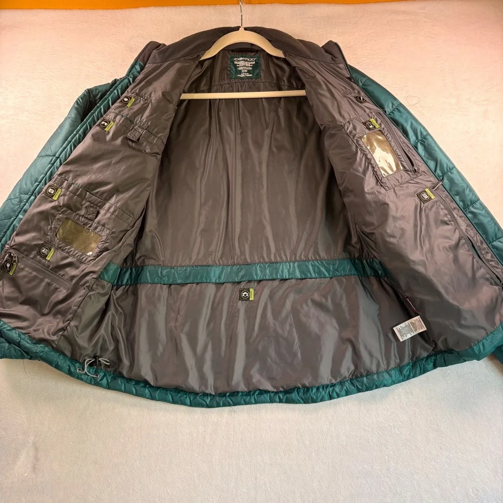 ExOfficio Womens Teal Green Quilted Puffer Jacket Primaloft Travel Coat Size M